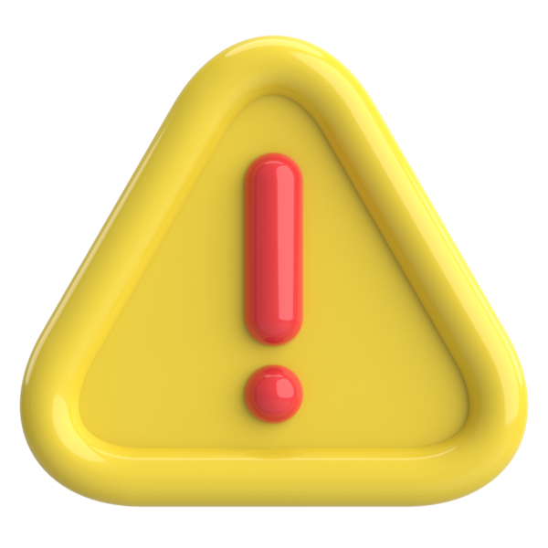 Uyarı işareti. Ünlem işareti. 3B illüstrasyon.
