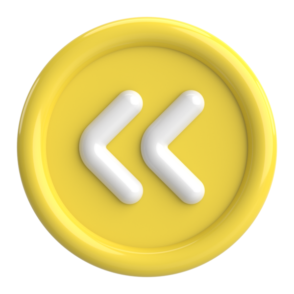 Önceki düğme. Arka düğme. 3B illüstrasyon.