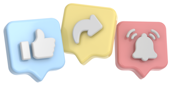 Paylaşım ve abone simgeleri gibi. 3D simge. Paylaşım ve üyelik simgeleri gibi. 3 Boyutlu simge.