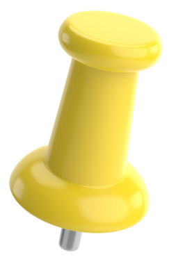 Pimi çek. Çizim iğnesi. Üç boyutlu pim. 3B illüstrasyon.