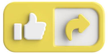 Beğen ve paylaş düğmesi. 3B illüstrasyon.