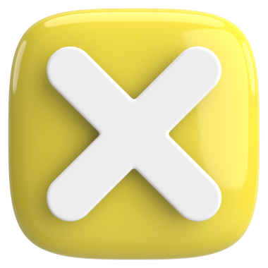 Üç boyutlu kapatma düğmesi. Çapraz. 3B illüstrasyon.