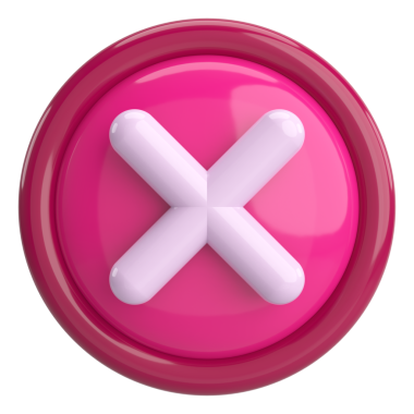 Üç boyutlu kapatma düğmesi. Çapraz. 3B illüstrasyon.