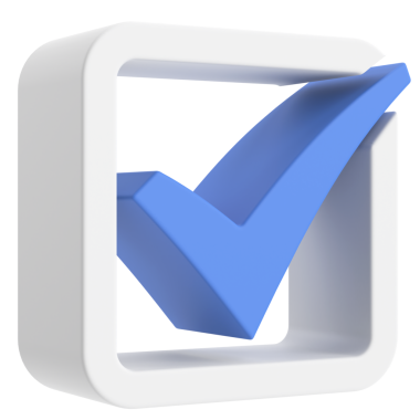 3 boyutlu onay kutusu. İşaretle. 3B illüstrasyon.