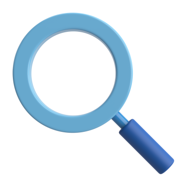 Büyüteç. Arama simgesi. 3B illüstrasyon.