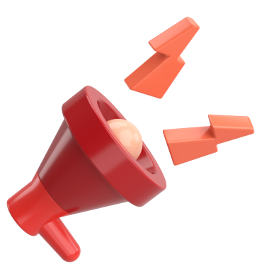 Üç boyutlu megafon. Duyuru simgesi. 3B illüstrasyon.