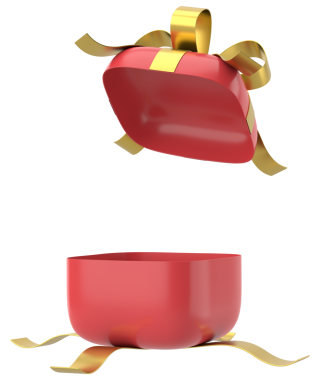 Hediye Kutusu açıldı. Üç boyutlu hediye kutusu. 3B illüstrasyon.