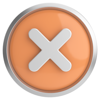 Üç boyutlu kapatma düğmesi. Çapraz. 3B illüstrasyon.