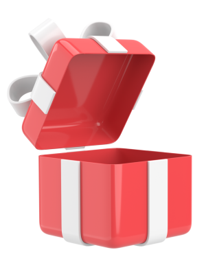 Hediye Kutusu açıldı. Üç boyutlu hediye kutusu. 3B illüstrasyon.