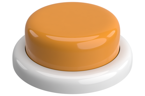 Üç boyutlu düğme. Bas düğmeye. 3B illüstrasyon.