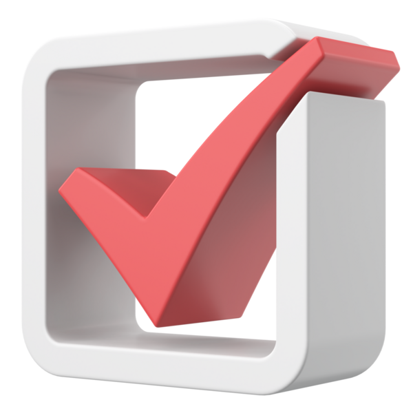 3 boyutlu onay kutusu. İşaretle. 3B illüstrasyon.