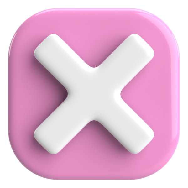 Üç boyutlu kapatma düğmesi. Çapraz. 3B illüstrasyon.