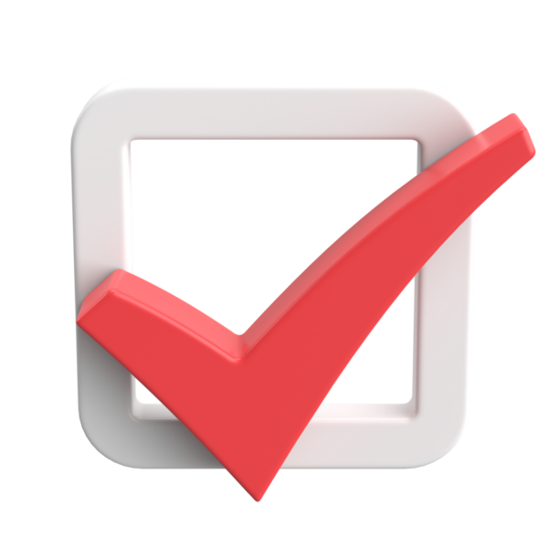 3 boyutlu onay kutusu. İşaretle. 3B illüstrasyon.