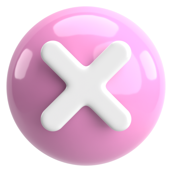 Üç boyutlu kapatma düğmesi. Çapraz. 3B illüstrasyon.