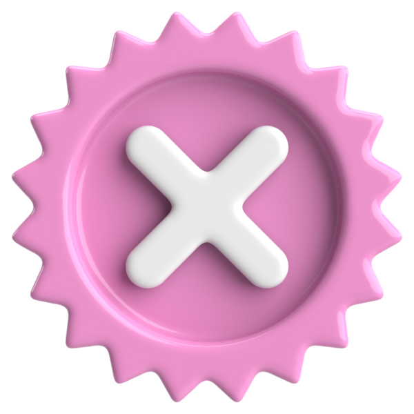 Üç boyutlu kapatma düğmesi. Çapraz. 3B illüstrasyon.