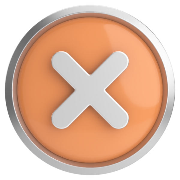 Üç boyutlu kapatma düğmesi. Çapraz. 3B illüstrasyon.