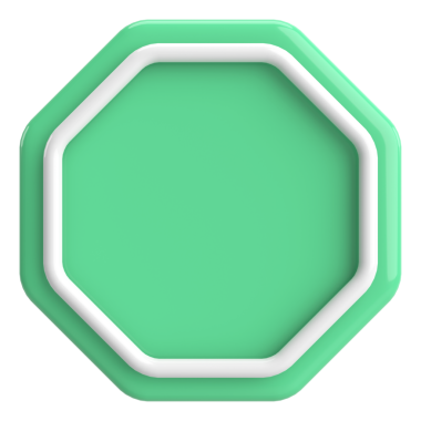 Üç boyutlu sekizgen düğmesi. Boş tuş. 3B illüstrasyon.