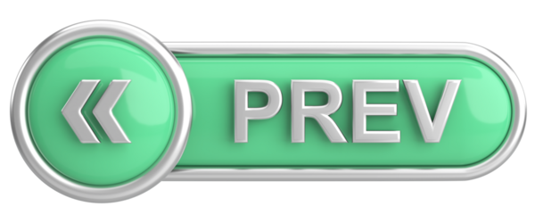 Önceki düğme. Arka düğme. 3B illüstrasyon.