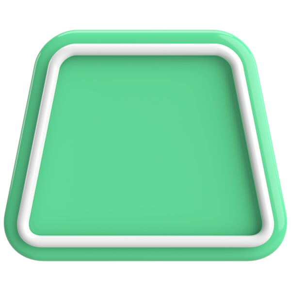 Üç boyutlu trapezoid düğmesi. Boş tuş. 3B illüstrasyon.