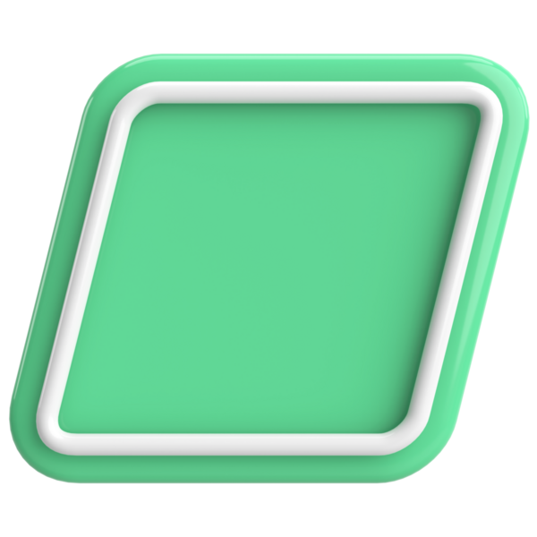 3 boyutlu eşkenar dörtgen düğmesi. Boş tuş. 3B illüstrasyon.