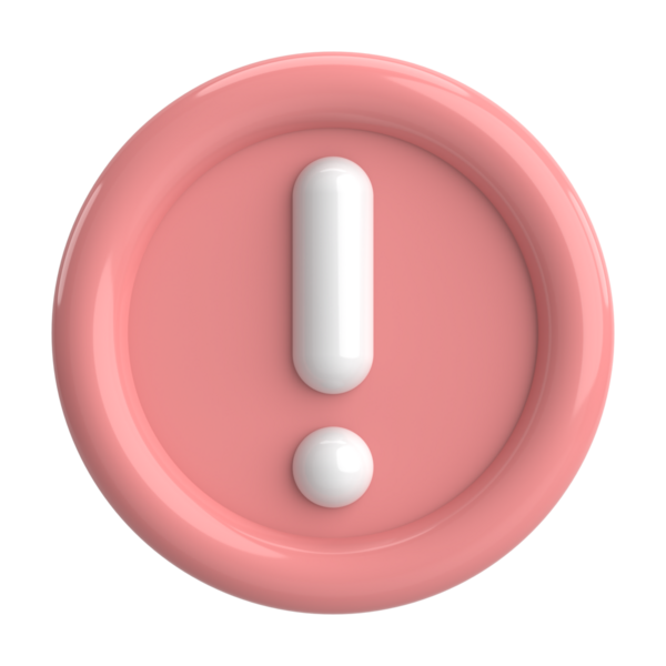 Uyarı işareti. Ünlem işareti. 3B illüstrasyon.