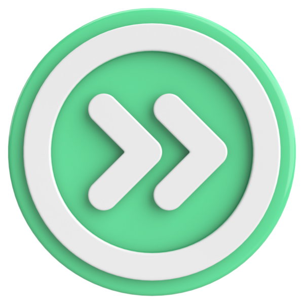 Sonraki düğme. Devam et düğmesi. 3B illüstrasyon.