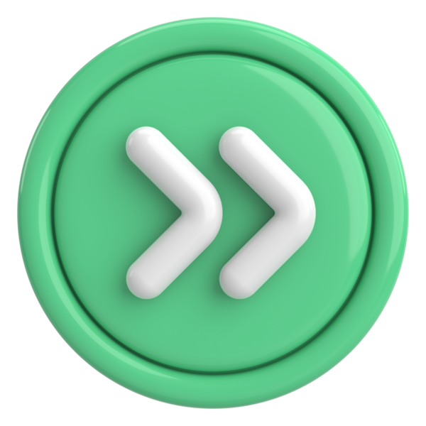 Sonraki düğme. Devam et düğmesi. 3B illüstrasyon.