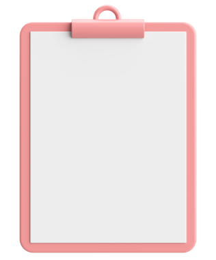 Not kağıdıyla birlikte pano. 3B illüstrasyon.