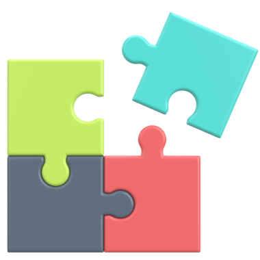 Üç boyutlu bulmaca. Üç boyutlu simge. 3B illüstrasyon.