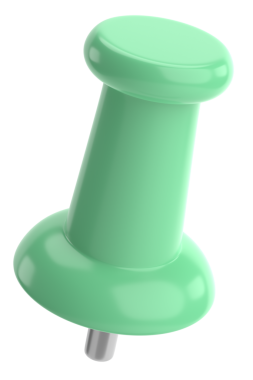 Pimi çek. Çizim iğnesi. Üç boyutlu pim. 3B illüstrasyon.