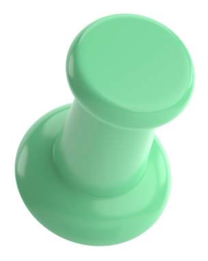 Pimi çek. Çizim iğnesi. Üç boyutlu pim. 3B illüstrasyon.