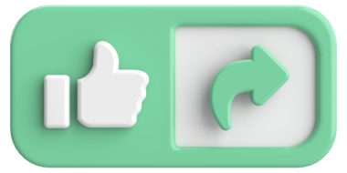 Beğen ve paylaş düğmesi. 3B illüstrasyon.