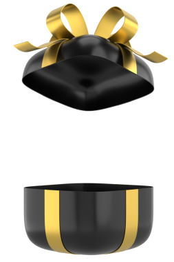 Hediye Kutusu açıldı. Üç boyutlu hediye kutusu. 3B illüstrasyon.