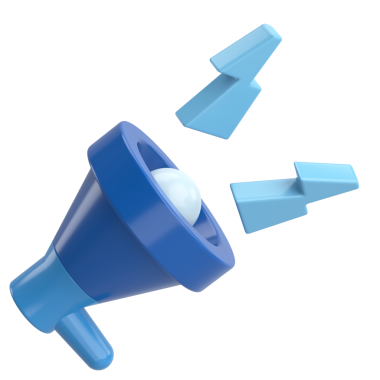 Üç boyutlu megafon. Duyuru simgesi. 3B illüstrasyon.