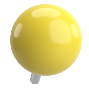 Pimi çek. Çizim iğnesi. Üç boyutlu pim. 3B illüstrasyon.