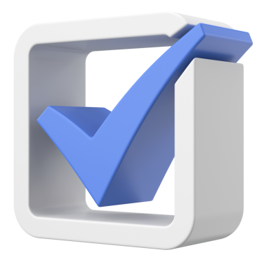 3 boyutlu onay kutusu. İşaretle. 3B illüstrasyon.