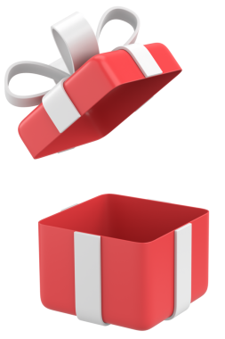 Hediye Kutusu açıldı. Üç boyutlu hediye kutusu. 3B illüstrasyon.