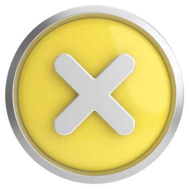 Üç boyutlu kapatma düğmesi. Çapraz. 3B illüstrasyon.