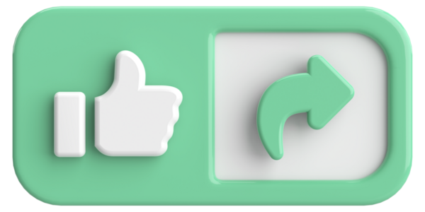 Beğen ve paylaş düğmesi. 3B illüstrasyon.