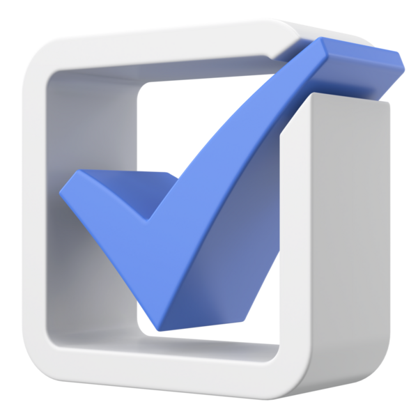 3 boyutlu onay kutusu. İşaretle. 3B illüstrasyon.