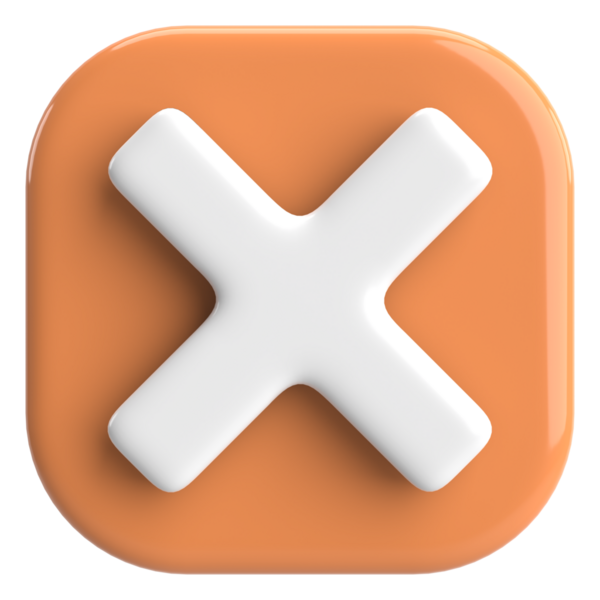 Üç boyutlu kapatma düğmesi. Çapraz. 3B illüstrasyon.