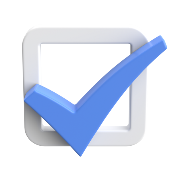 3 boyutlu onay kutusu. İşaretle. 3B illüstrasyon.