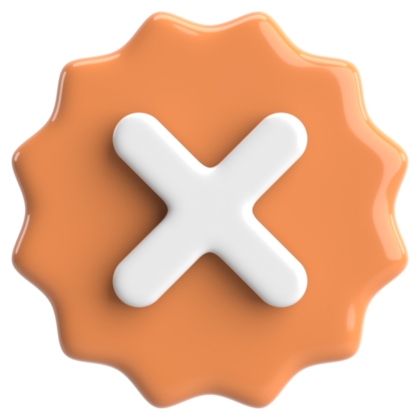 Üç boyutlu kapatma düğmesi. Çapraz. 3B illüstrasyon.