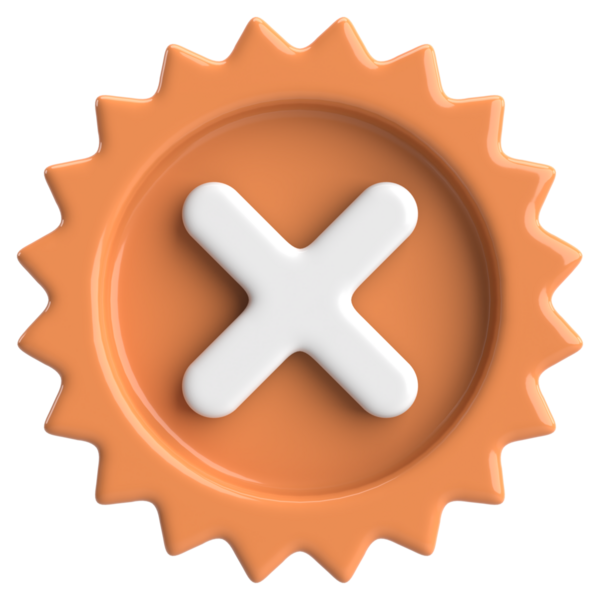 Üç boyutlu kapatma düğmesi. Çapraz. 3B illüstrasyon.