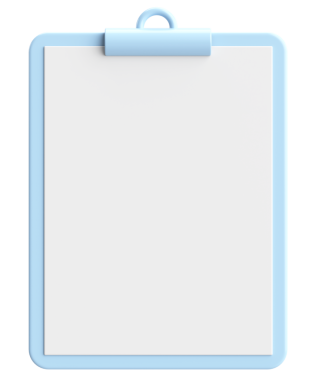 Not kağıdıyla birlikte pano. 3B illüstrasyon.