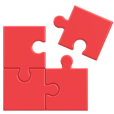 Üç boyutlu bulmaca. Üç boyutlu simge. 3B illüstrasyon.