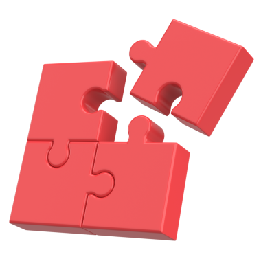 Üç boyutlu bulmaca. Üç boyutlu simge. 3B illüstrasyon.