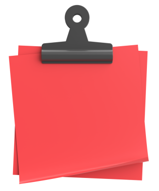 Yapışkan bir not. Üç boyutlu not kağıdı. 3B illüstrasyon.