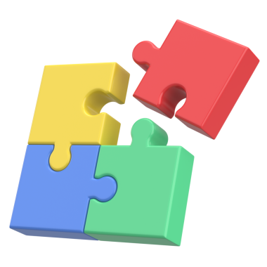 Üç boyutlu bulmaca. Üç boyutlu simge. 3B illüstrasyon.