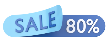 Yüzde seksen indirim. % 80 indirimli. 3B illüstrasyon.